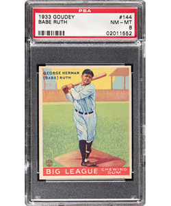 1933 Goudey Babe Ruth #144 PSA NM-MT 8. - From The Rounders Collection