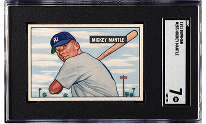 1951 Bowman Mickey Mantle Rookie #253 SGC NM 7. - From The Rounders Collection