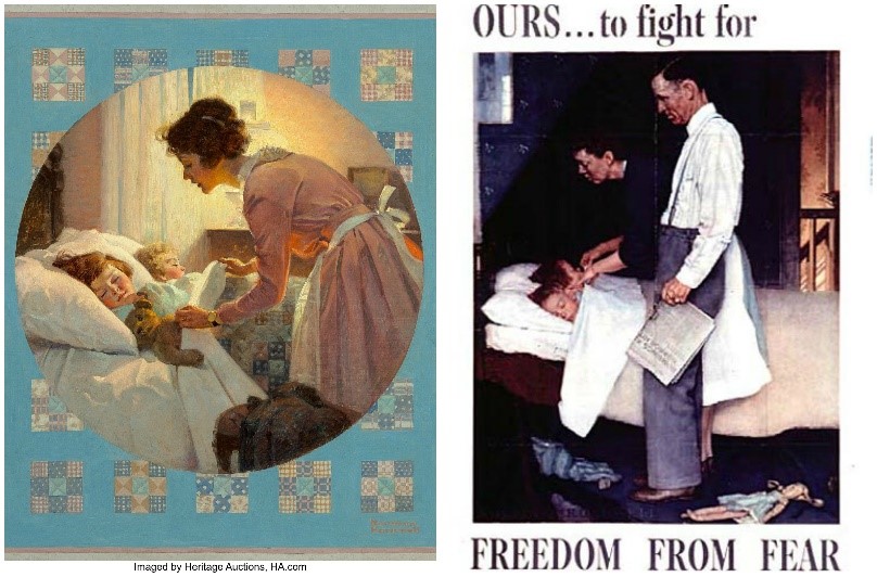 One of Norman Rockwell's most beloved paintings, Mother Tucking