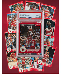 1984-85 Star Co. Michael Jordan #101 PSA NM-MT+ 8.5 - With Chicago Bulls Team Set